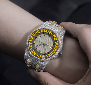 Montre en or blanc avec cadran rond à chiffres arabes, date automatique, caractéristiques classiques, diamant moissanite, design personnalisé, cadeau pour femme - Product Image 5