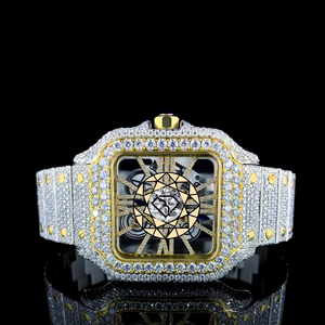 Reloj de Lujo con Diamantes Moissanite, Reloj Esqueleto Completamente Cubierto de Diamantes, Reloj de Acero Inoxidable Personalizado Estilo Hip Hop - Product Image 1
