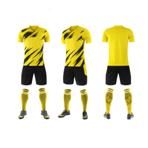 Ensemble de maillots de football à coupe athlétique, motif géométrique vert citron, sublimation premium, séchage rapide, vente en gros - Product Image 3