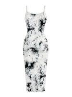 Vestido de Noche para Mujer, Ajustado, con Estampado de Leopardo, Encaje, Cuello Redondo, Sin Mangas, Largo hasta el Suelo, Sexy, para Primavera/Verano