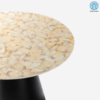 Dernière conception d'incrustation de perles en nacre, table basse ronde, table centrale nordique, mosaïque, vente en gros du Vietnam