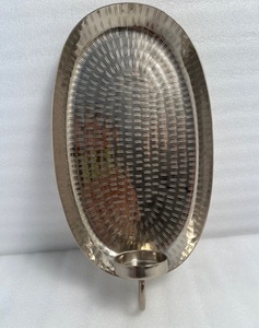Porte-bougie mural moderne en acier inoxydable avec finition nickel, parfait pour la décoration intérieure de maisons de luxe - Product Image 1