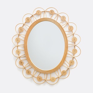 Flower shape rattan <b>mirrors</b> cheapest price decor wall-mounted <b>mirror</b> for hair salon spa hotel - Product Image 1