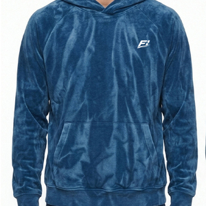 Oversized Men's <b>Velour</b> Hoodies Plush Velvet Pullover Soft Touch Hooded <b>Sweatshirt</b> Relaxed Fit Custom Logo Wholesale Supplier OEM - Product Image 3