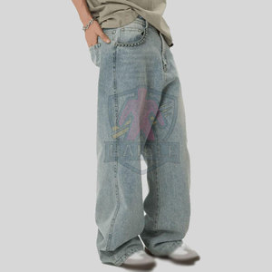 กางเกงยีนส์ทรงหลวมเอวสูงน้ำหนักเบาสำหรับผู้ชาย ผลิตจากโรงงาน ขายดี ผลิตจากผ้าฝ้าย 100% คุณภาพสูง ขายส่ง - Product Image 2