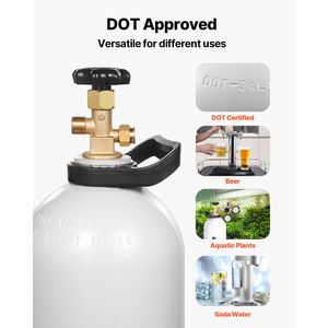 Bombola CO2 in Lega di Alluminio da 15 Libbre con Rivestimento Spray Leggero, Capacità 2L, Valvola CGA320, Maniglia Regolabile, Pressurizzata fino a 150 bar - Product Image 6