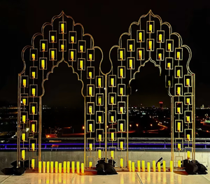 ฉากแต่งงานกลางแจ้งที่ดีที่สุด ผนังเทียนประดับ ซุ้มโค้งระยิบระยับ ตกแต่งงานแต่งงานด้วยผนังเทียน - Product Image 1