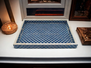 Plateau de service artisanal en os incrusté, style moderne, pour cuisine, salle à manger, salle de bain, salon, utilisation avec vaisselle - Compatible lave-vaisselle, artisanat en bois - Product Image 3