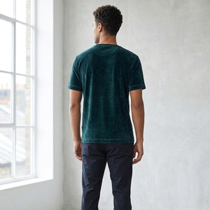 Custom Mustard Velour T-Shirt Men's Casual Wear Solid Color Velvet Tee Shirts Men Short Sleeve Crew Neck Velour <b>TShirt</b> Mens - Product Image 5