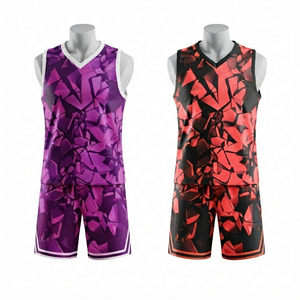 Camiseta de Baloncesto Personalizable para Hombre, Color Coral, Sublimación Sólida, Cuello en V sin Mangas, Tejido de Malla Transpirable Antibacteriano - Product Image 1
