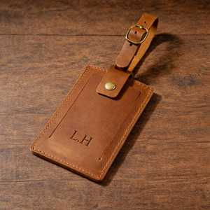 Custom Full Grain Leather Luggage <b>Tags</b> Privacy Cover Suitcase <b>Name</b> <b>Tags</b> Personalized Travel Bag <b>Tags</b> New LMP-0264 - Product Image 4