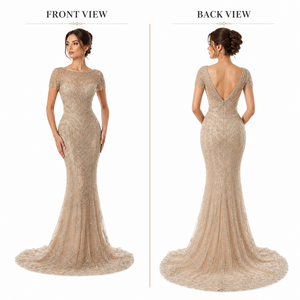 Vestido de Noche de Lujo Estilo Sirena con Lentejuelas y Bordados para Mujer |   Vestido de Novia Largo Hasta el Suelo, Estilo Formal, OEM - Product Image 2