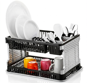 Over-Sink Kitchen Sink Organizer with Drainboard <b>Dish</b> <b>Rack</b> Cutlery Holder for Plates Bowls Home Use - Product Image 1