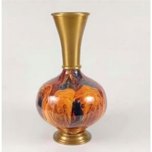 Vase en métal émaillé européen de luxe, peint à la main, motif floral, grand pot à fleurs, centre de table décoratif pour mariage, maison, hôtel - Product Image 2