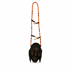Handcrafted Natural Bead & Bone Bead <b>Necklace</b> with Wooden Tribal Face Pendant Boho <b>Statement</b> <b>Necklace</b> - Product Image 2