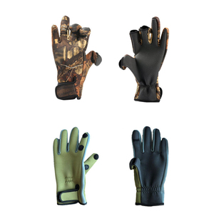 Insulated Fishing Gloves Half Finger Camouflage Green Synthetic Material Adjustable Wrist <b>Strap</b> Breathable Waterproof Unisex - Product Image 4