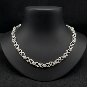 Elegant 10k White Gold Diamond <b>Chain</b> Necklace Women Luxury Sparkling 10 CT Lab Grown 22 Inch IGI Certified Wedding Party Gift - Product Image 4