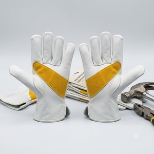 Gants de sécurité en cuir grainé de vachette Palm Patch avec manchette de sécurité, résistants à la chaleur, respirants, robustes, doux, confortables et anti-vibrations - Product Image 4