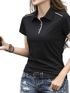 Polo de Manga Corta para Mujer, Color Sólido, Casual, Transpirable, Tejido, 100% Poliéster, Naranja, Polo Premium, ODM OEM - Product Image 6