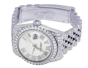 Nouvel arrivage VVS Moissanite diamant cadran romain en acier inoxydable automatique Hip Hop Iced Out montre pour hommes cadeaux de mode de l'Inde - Product Image 6