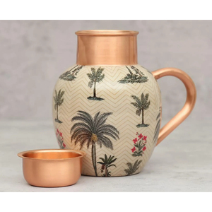 Luxury Ayurvedic Copper Jug 1000ml Enamel Sticker Applied Finished Healthy Drinking Vessel Ideal for Home & Hotels Drinkware <b>Mug</b> - Product Image 5
