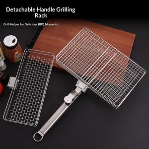 Cesta de barbacoa de acero inoxidable 304 con malla cuadrada y clip, herramienta portátil para ahumado y camping al aire libre, anti-escaldaduras - Product Image 6
