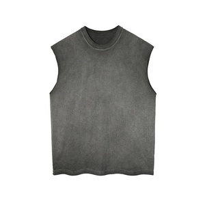 เสื้อกล้ามถักแขนกุดคอกลมสีดำสำหรับผู้ชาย สีพื้น สวมใส่สบายๆ ไซส์ใหญ่ - Product Image 4