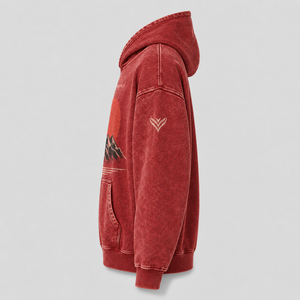 Custom Heavyweight Red Hoodie Streetwear Oversized Graphic <b>Pullover</b> <b>Mens</b> Casual Sportswear Apparel Manufacturer Bulk Supply - Product Image 5
