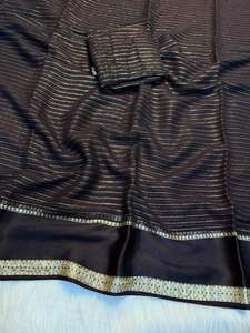 Sari de viscosa georgette de último diseño, superventas, listo para comprar, en stock, con blusa a juego para mujer, para fiestas, hecho en India - Product Image 4