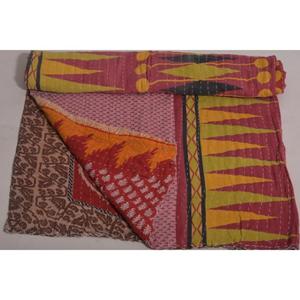 Vintage Kantha <b>Quilt</b> Floral Cotton <b>Throw</b> Handmade Indian Reversible Bedspread Boho Bedding Blanket Decor - Product Image 5