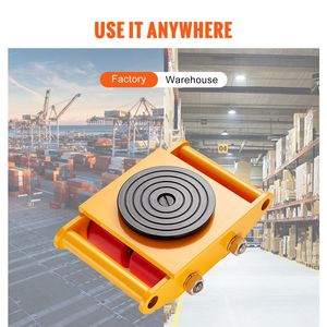 4PCS Heavy Duty Carbon Steel Skate Dolly 17637 LBS/8T Maquinaria industrial Mover 4 Ruedas de PU Rotación de 360 grados Tapa antideslizante - Product Image 6