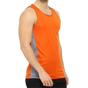 Camiseta sin mangas naranja para hombre, camiseta muscular sin mangas para gimnasio, entrenamiento físico, chaleco informal de verano, camiseta interior atlética transpirable - Product Image 2