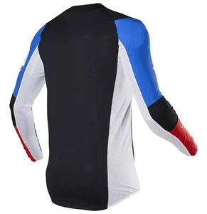 Ensemble de motocross pour homme de haute qualité, manches longues, maillot et pantalon, bleu, blanc, rouge, couleurs contrastées, polyester à séchage rapide, équipement MX pour adulte - Product Image 2