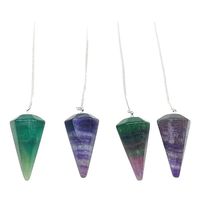 Pendule de radiesthésie en cristal naturel multi-gemmes, cône à facettes, portable, sculpté et gravé pour la guérison Reiki, vente en gros