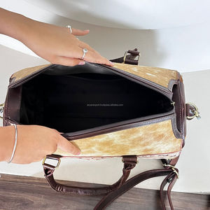 Premium Quality Cowhide Large Speedy Bag <b>Tooled</b> <b>Leather</b> Western Handbag with Shoulder &Crossbody Spacious Travel Duffel Bag - Product Image 6