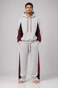 Ensemble de survêtement décontracté à capuche imprimé respirant pour homme, idéal pour le fitness, la gym et la course, séchage rapide, 100 % coton molletonné, collection hiver pour homme - Product Image 1