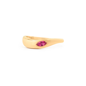 Bague unisexe empilable en or jaune massif 14 carats avec rubis et motif ondulé, dernier design, best-seller, collection Gypsy, par le fabricant de bijoux - Product Image 1