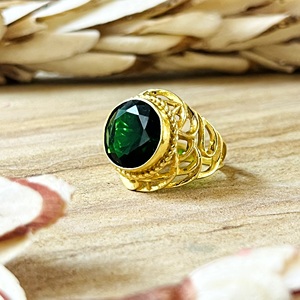 Market Favorite Green Onyx <b>Rings</b> Tribal Brass <b>Ring</b> Women 18k Gold Plated Antique Boho Filigree <b>Statement</b> <b>Ring</b> Wholesale/OEM/ODM - Product Image 5