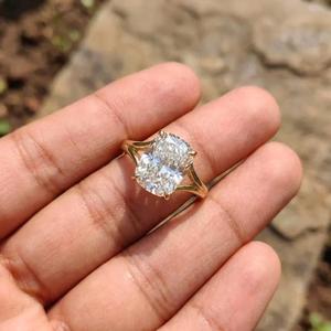 Solid Yellow Gold Cushion Cut Diamond Engagement Ring in Split Shank Prong Setting Handmade Anniversary Wedding Jewelry <b>Gift</b> - Product Image 2