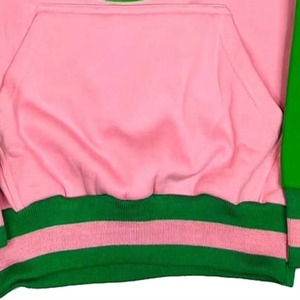 Sudaderas de Sororidad Unisex, Ropa Urbana, Sudadera Lisa 100% Algodón, Logotipo Personalizado, Impresión Personalizada, Camiseta Rosa y Verde para Hombre - Product Image 3