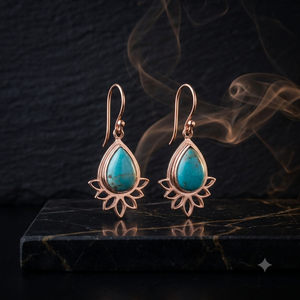 Women's 925 <b>Sterling</b> <b>Silver</b> Mohave Turquoise <b>Drop</b> <b>Earrings</b>, Teardrop Shape Bezel Set Dangle Jewelry - Product Image 3