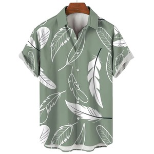 Men's Hawaiian <b>Shirt</b> V-neck <b>Short</b> <b>Sleeve</b> Knitted Digital Printed <b>Button</b>-<b>Up</b> Loose Fit Summer Casual Surf Pattern 100% Cotton - Product Image 6