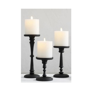 Nordic Minimalist <b>Black</b> Metal <b>Candle</b> Pedestals Elegant Sculptural <b>Pillar</b> Stands for Living Room Entryway and Sophisticated - Product Image 3