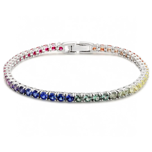 Elegante Brazalete de Diamantes Redondos con Corte Brillante, Plata 925, Clásico para Mujer, Certificado IGI, Color D, Diamantes Cultivados en Laboratorio - Product Image 1