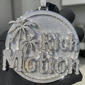 Colgante Personalizado con Nombre en Disco VVS Moissanite, Estilo Hip Hop, Chapado en Rodio, Plata de Ley 925, Joyería Fina, Colgantes y Dijes - Product Image 1