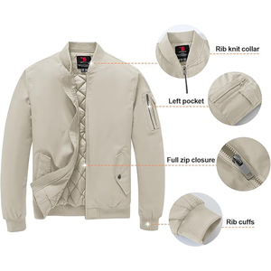 Men's Long Sleeve Winter Bomber <b>Jacket</b> <b>Mandarin</b> <b>Collar</b> Pockets Fleece Front Logo Breathable Waterproof - Product Image 4