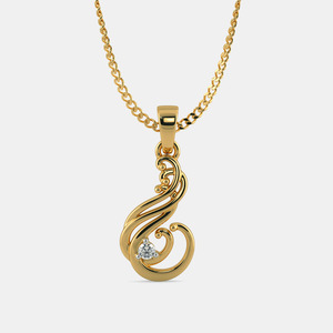 Collar con Colgante de Diamante Cultivado en Laboratorio en Espiral Dorado Amarillo - Product Image 1