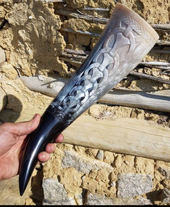 Corne à boire, corne naturelle médiévale artisanale avec support en bois BY WONDER OVERSEAS - Product Image 5