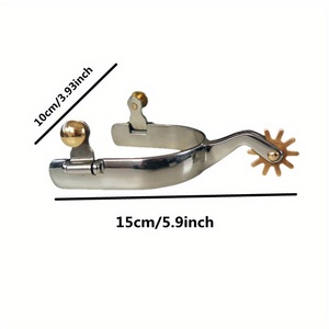 Éperons de cheval occidentaux en acier inoxydable avec engrenages et boucles en cuivre - Équipement d'équitation durable et résistant à la rouille - Product Image 3