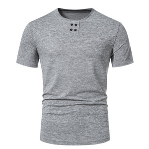 T-shirt d'été décontracté à manches courtes boutonné de couleur unie pour homme Sehe Fashion - Product Image 2